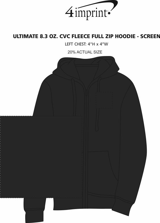 Imprint Area of Ultimate 8.3 oz. CVC Fleece Full-Zip Hoodie - Screen