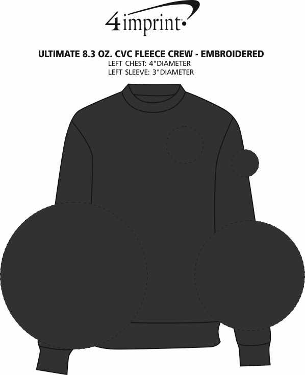 Imprint Area of Ultimate 8.3 oz. CVC Fleece Crew - Embroidered