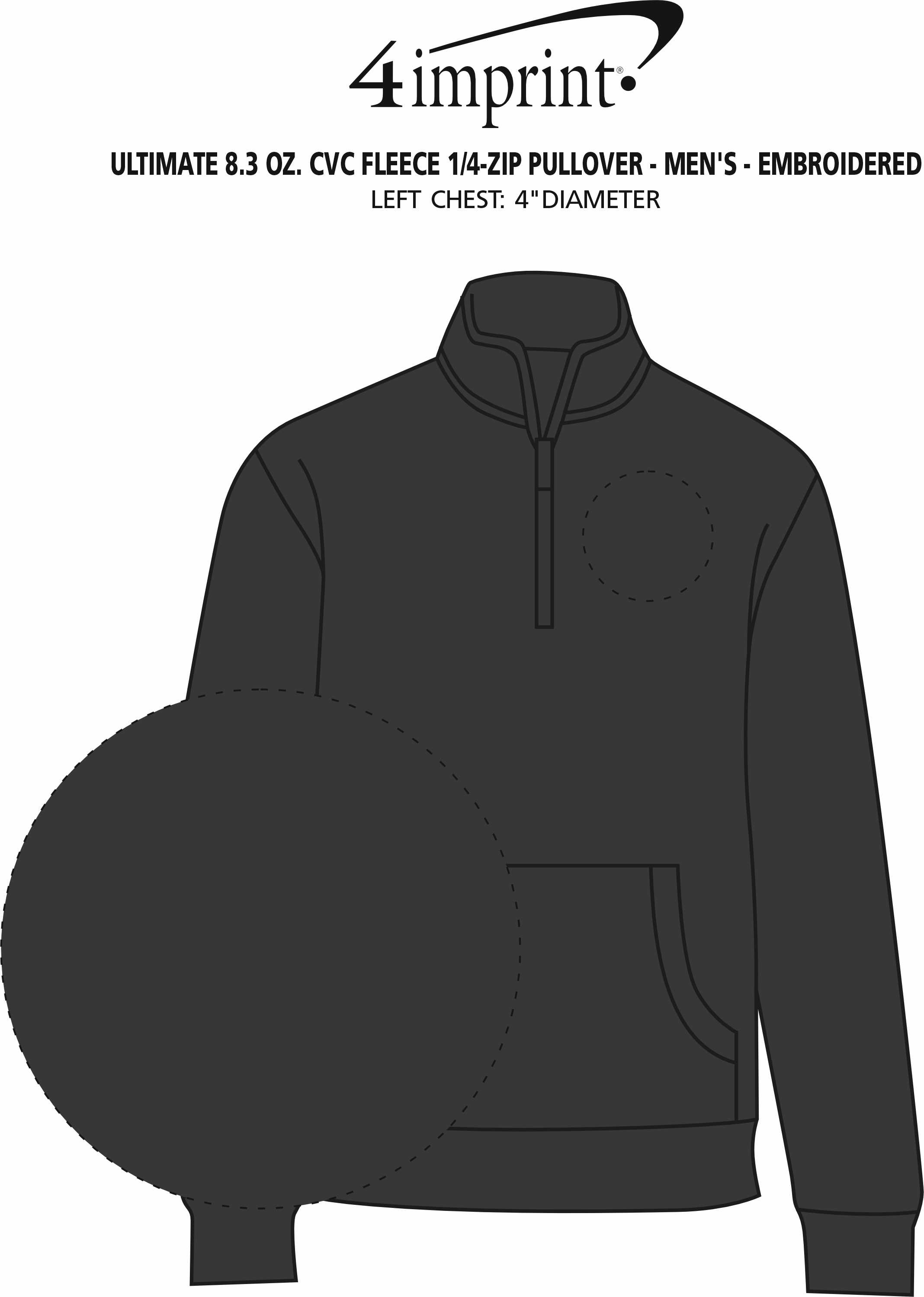 Imprint Area of Ultimate 8.3 oz. CVC Fleece 1/4-Zip Pullover - Men's - Embroidered
