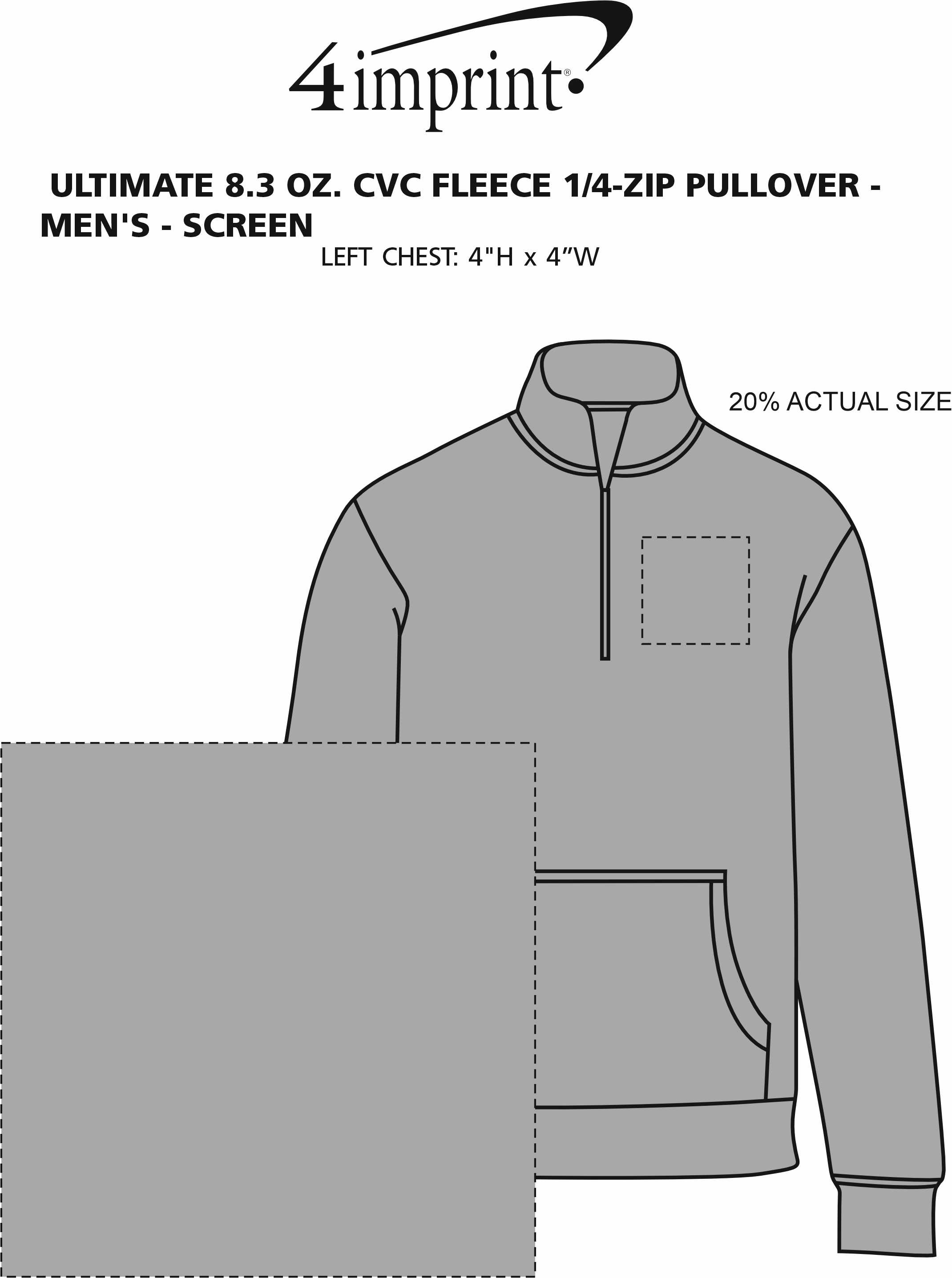 Imprint Area of Ultimate 8.3 oz. CVC Fleece 1/4-Zip Pullover - Men's - Screen