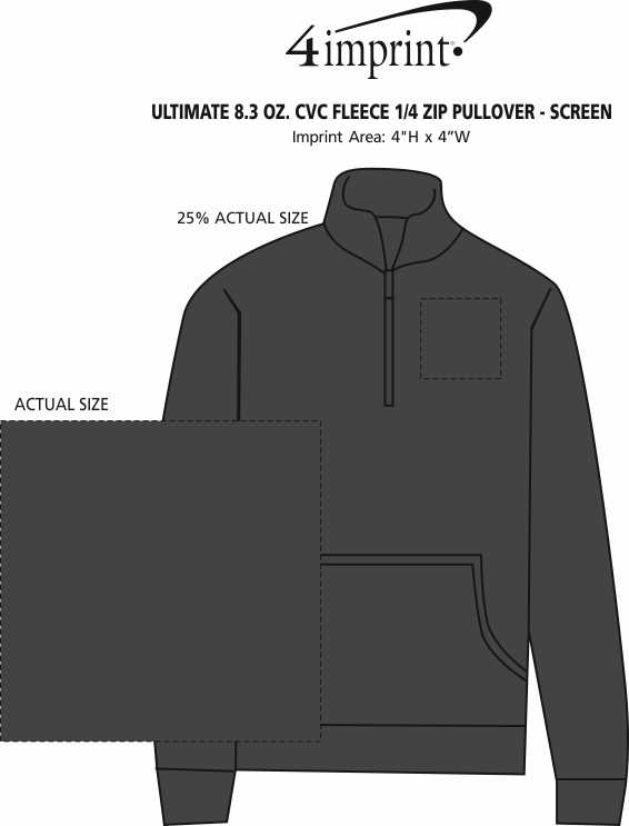 Imprint Area of Ultimate 8.3 oz. CVC Fleece 1/4-Zip Pullover - Screen