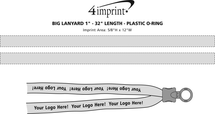 Imprint Area of Big Lanyard - 7/8" - 32" - Plastic O-Ring
