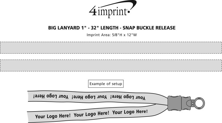 Imprint Area of Big Lanyard - 7/8" - 32" - Snap Buckle Release