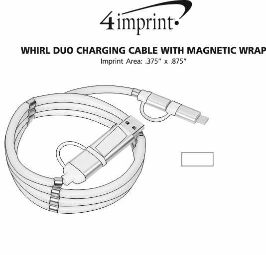 Imprint Area of Whirl Duo Charging Cable with Magnetic Wrap