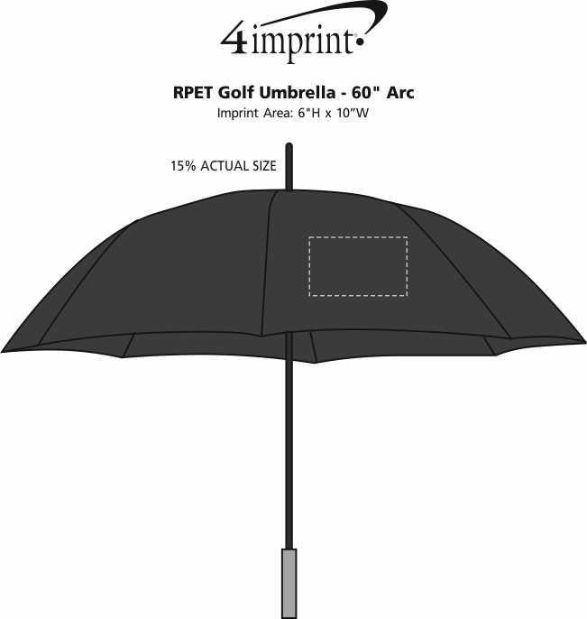 Imprint Area of Manual Open Golf Umbrella - 60" Arc