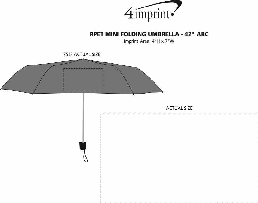Imprint Area of Micro Mini Folding Umbrella - 42" Arc