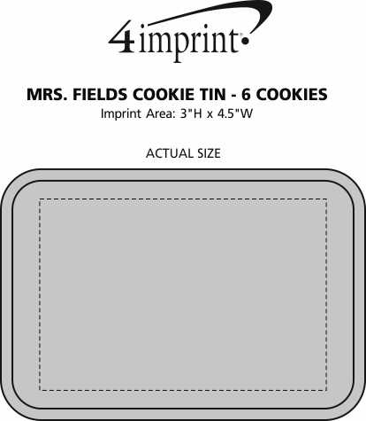 Imprint Area of Mrs. Fields Cookie Tin - 6 Cookies