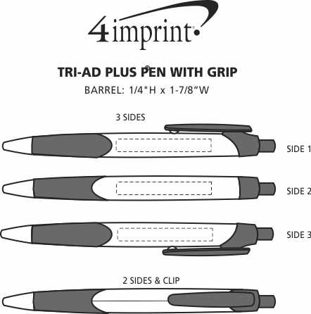 Imprint Area of Tri-Ad Plus Pen with Grip