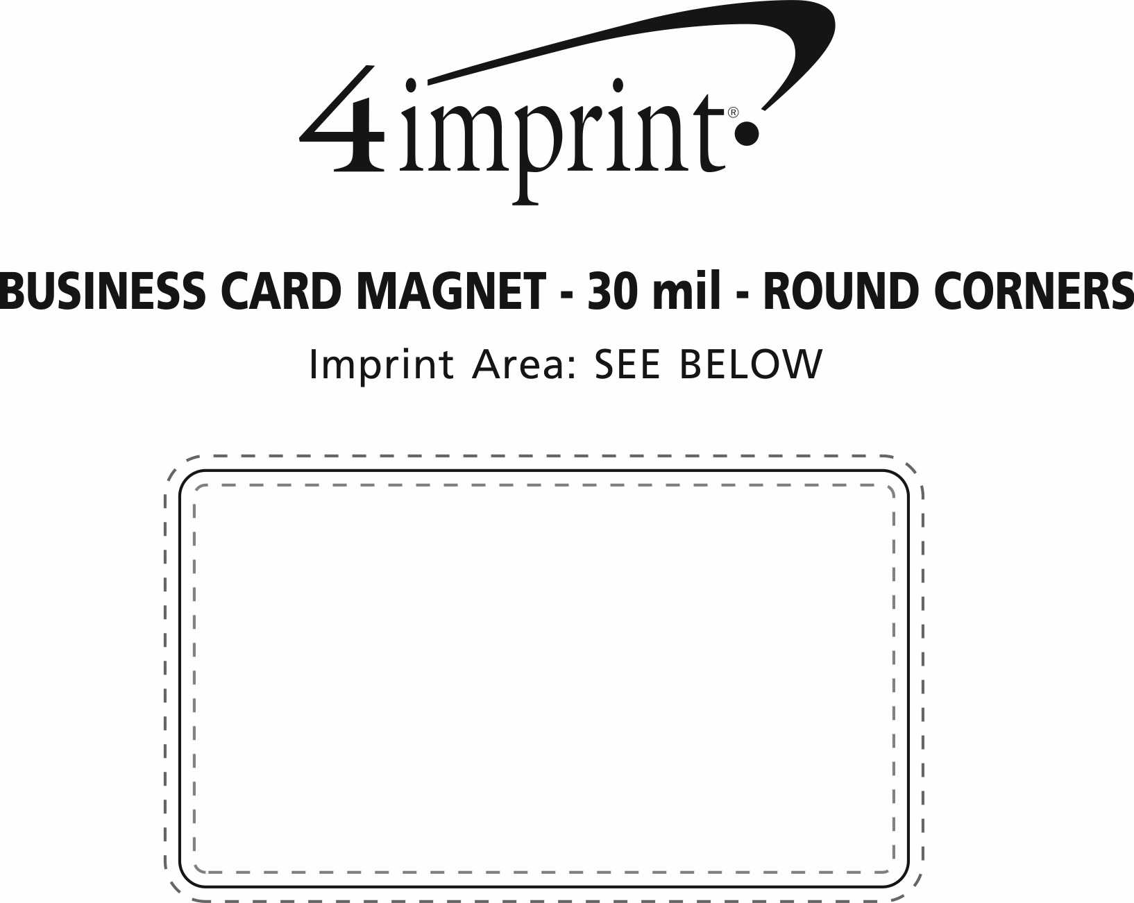 Imprint Area of Business Card Magnet - 30 mil - Round Corners