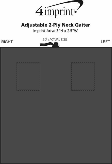 Imprint Area of Adjustable 2-Ply Neck Gaiter