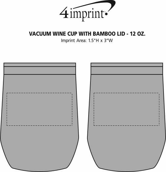 Imprint Area of Vacuum Wine Cup with Bamboo Lid - 12 oz.