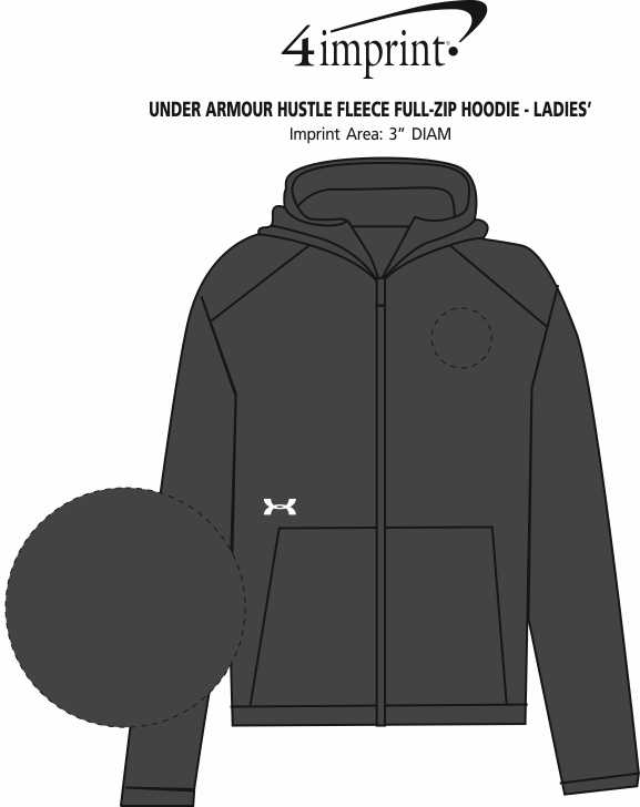 Imprint Area of Under Armour Hustle Fleece Full-Zip Hoodie - Ladies'