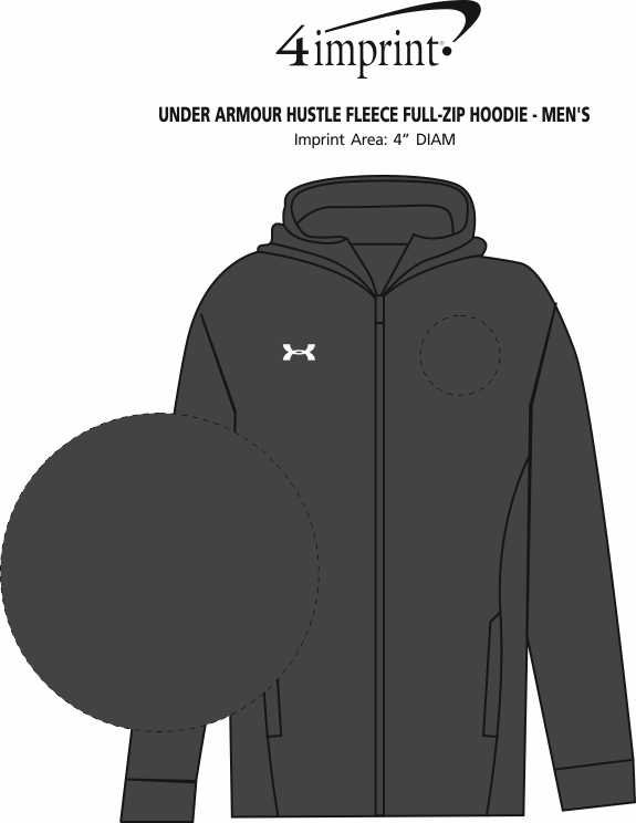 Imprint Area of Under Armour Hustle Fleece Full-Zip Hoodie - Men's