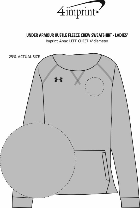Imprint Area of Under Armour Hustle Fleece Crew Sweatshirt - Ladies'