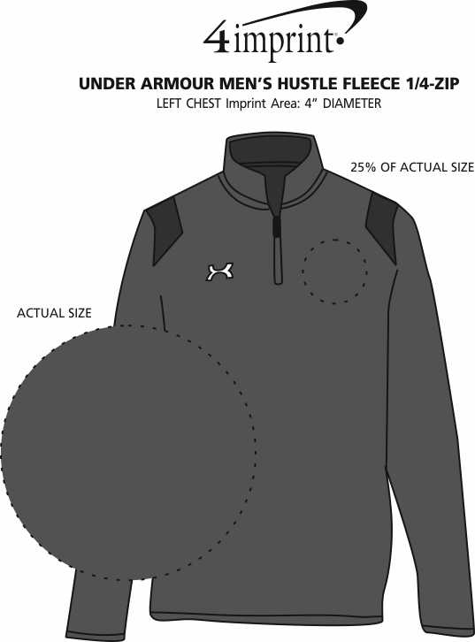 Imprint Area of Under Armour Men's Hustle Fleece 1/4-Zip