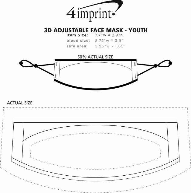 Imprint Area of 3D Adjustable Face Mask -Youth