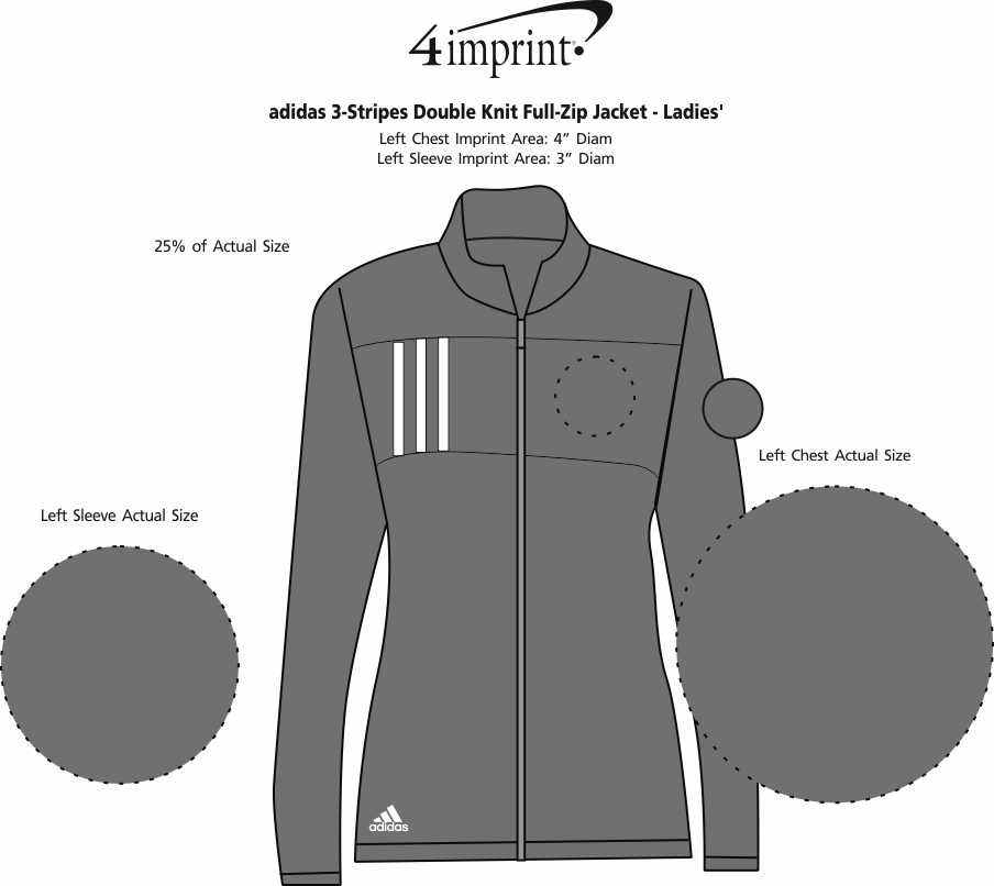 Imprint Area of adidas 3-Stripes Double Knit Full-Zip Jacket - Ladies'