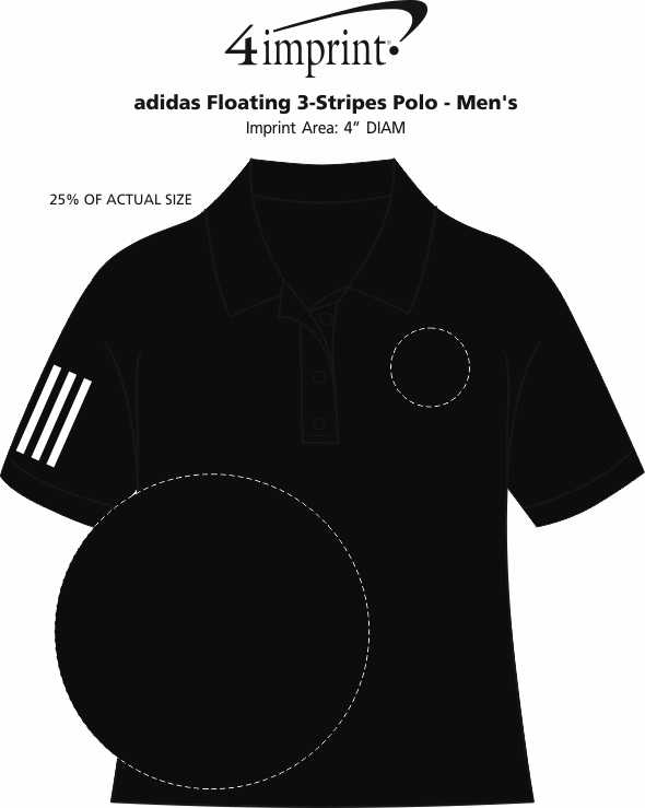Imprint Area of adidas Floating 3-Stripes Polo - Men's