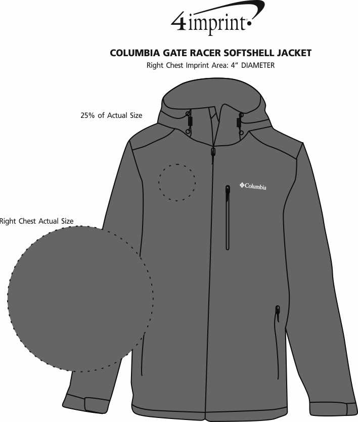 Imprint Area of Columbia Gate Racer Softshell Jacket