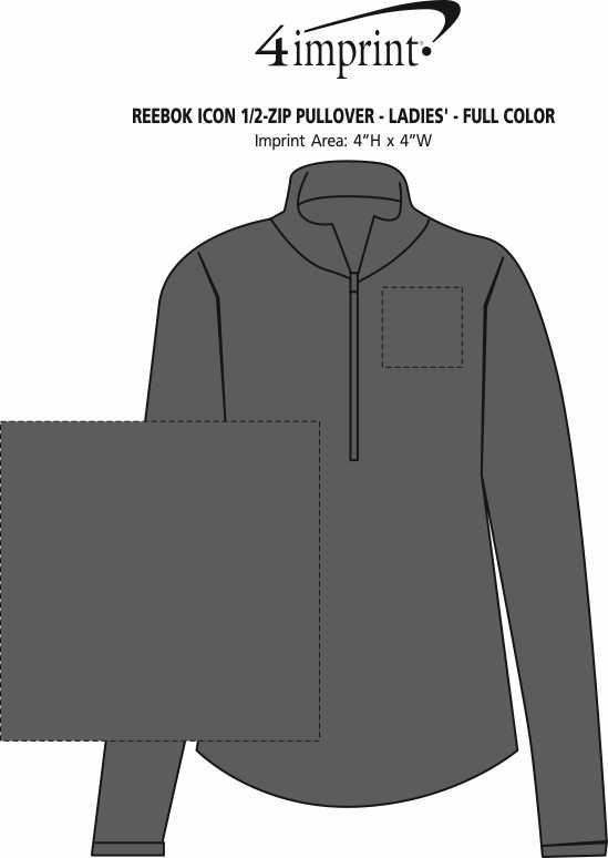 Imprint Area of Reebok Icon 1/2-Zip Pullover - Ladies' - Full Color