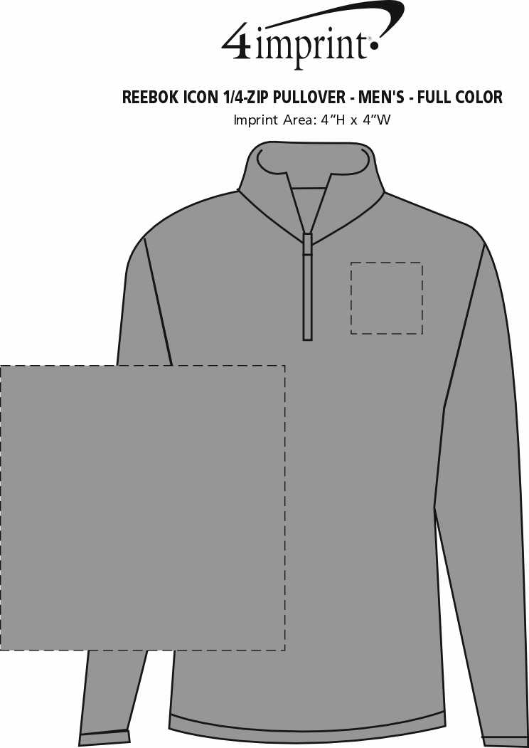 Imprint Area of Reebok Icon 1/4-Zip Pullover - Men's - Full Color