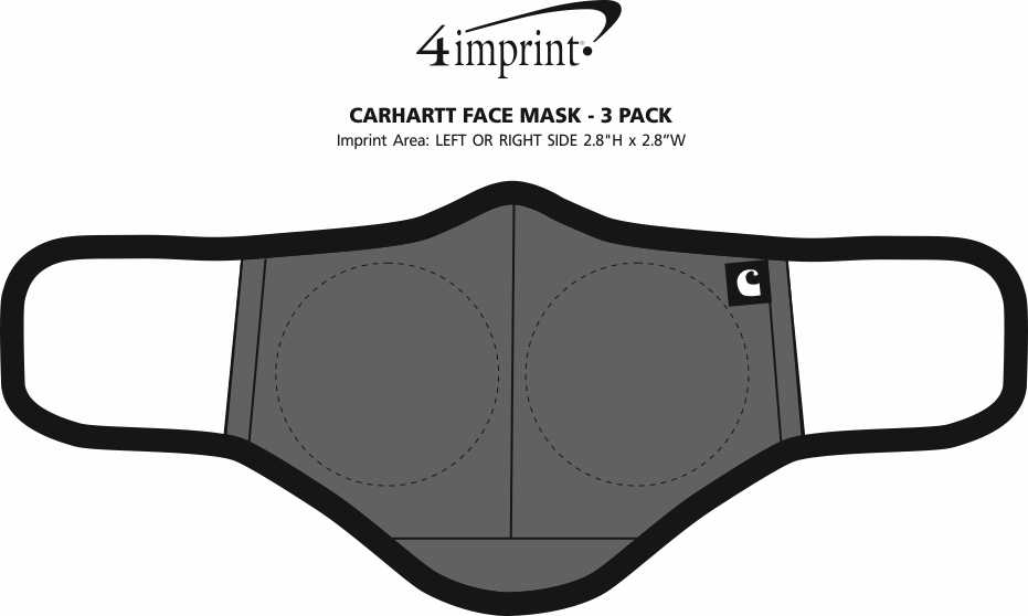 Imprint Area of Carhartt Face Mask - 3 Pack