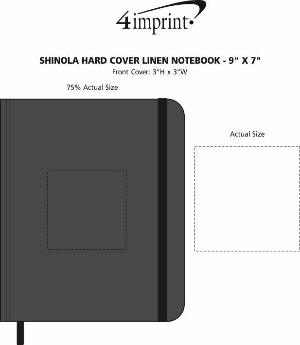 Imprint Area of Shinola Hard Cover Linen Notebook - 9" x 7"