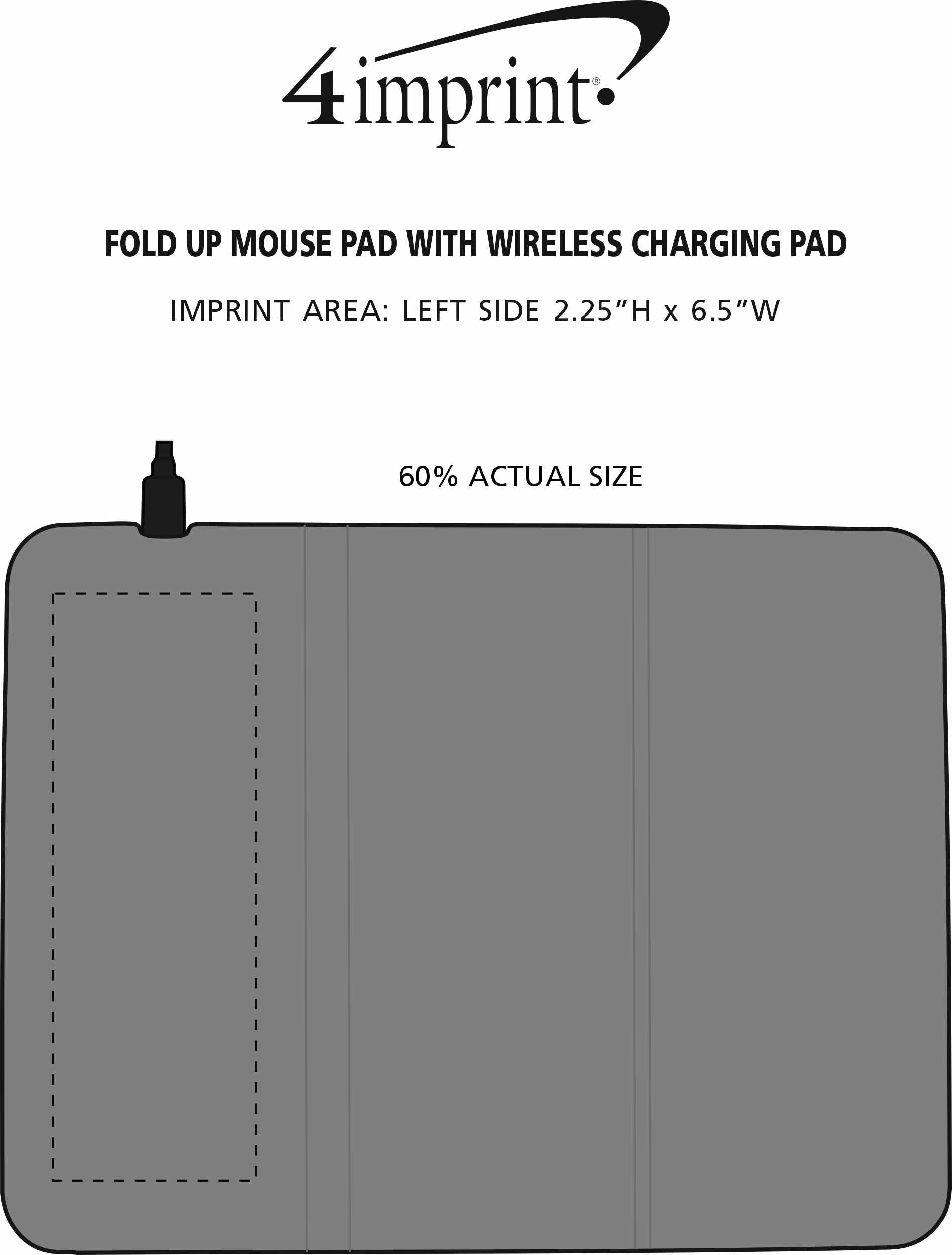 Imprint Area of Fold Up Mouse Pad with Wireless Charging Pad