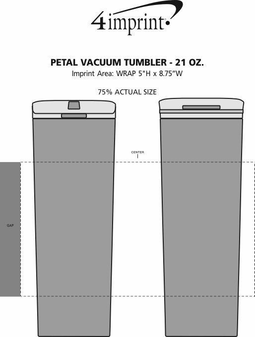 Imprint Area of Petal Vacuum Tumbler - 21 oz.