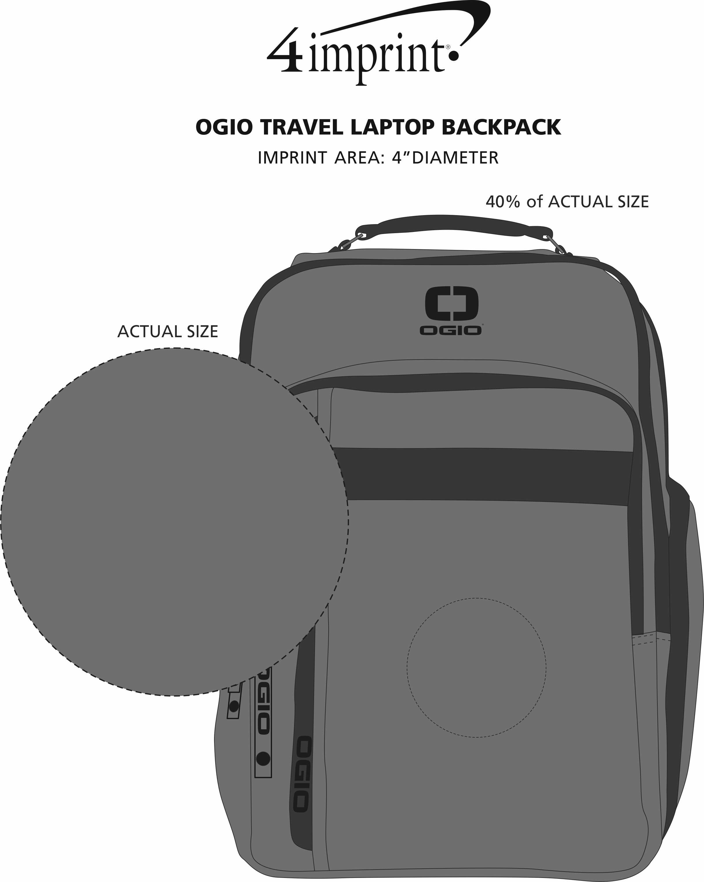 Imprint Area of OGIO Travel Laptop Backpack