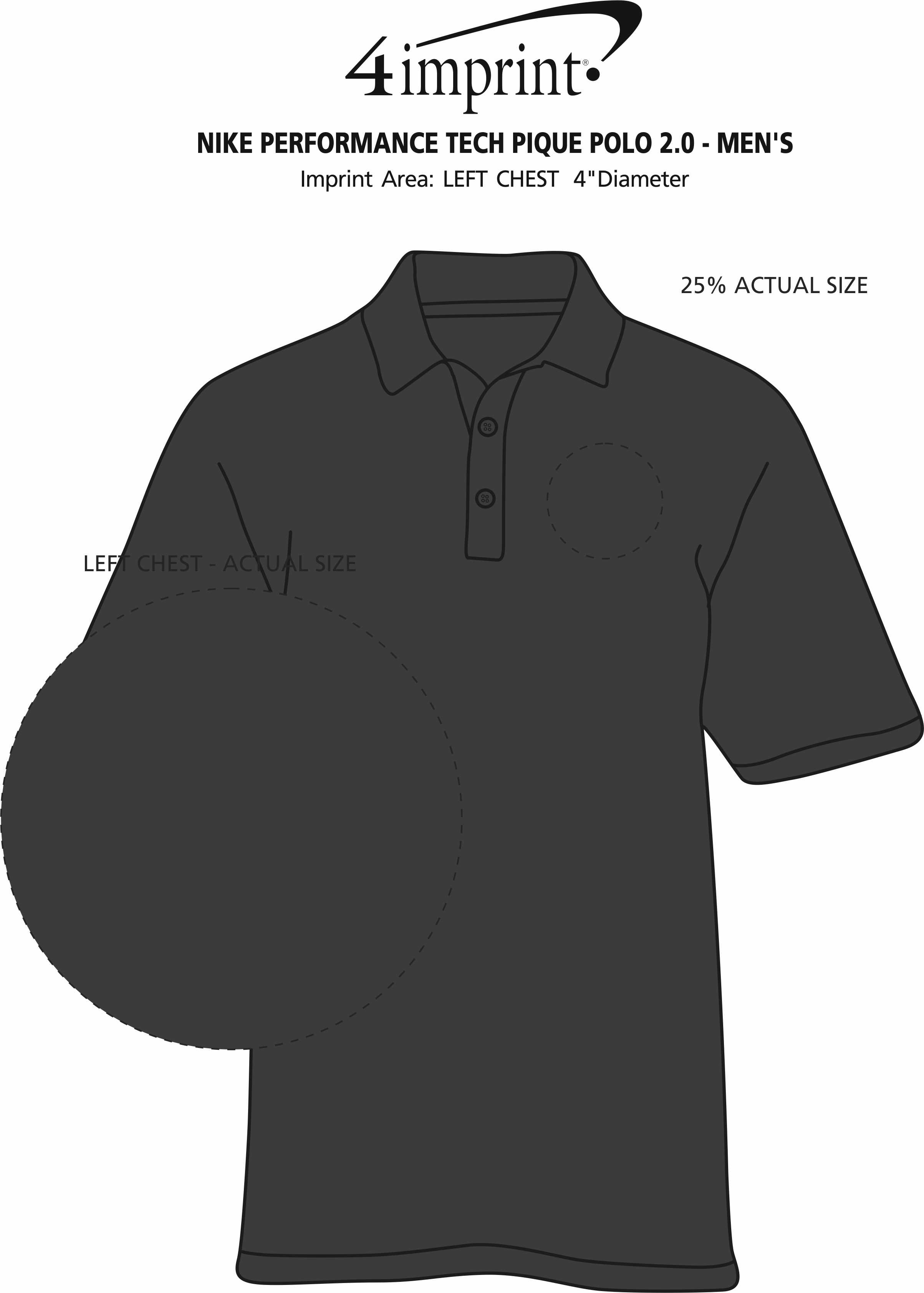 Imprint Area of Nike Performance Tech Pique Polo 2.0 - Men's - Embroidered