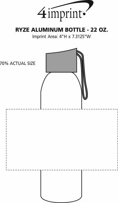Imprint Area of Ryze Aluminum Bottle - 22 oz.