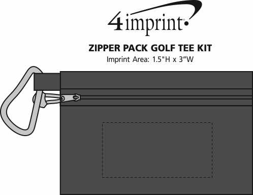 Imprint Area of Zipper Pack Golf Tee Kit