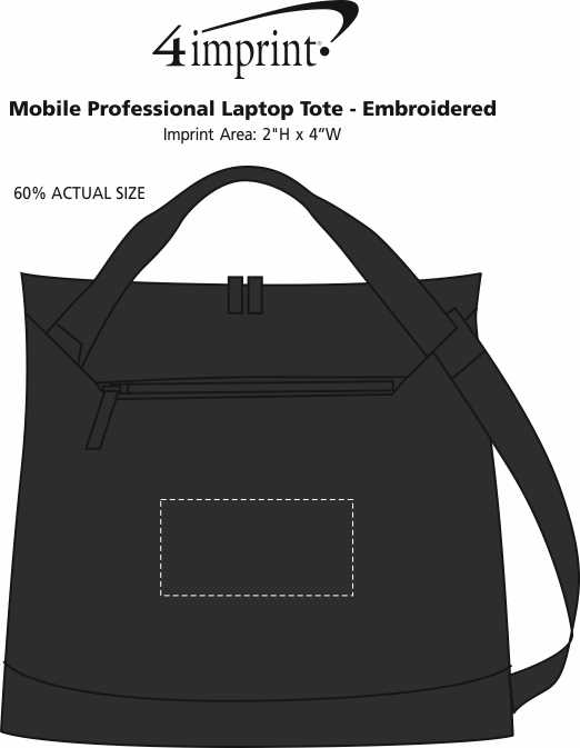 Imprint Area of Mobile Professional Laptop Tote - Embroidered