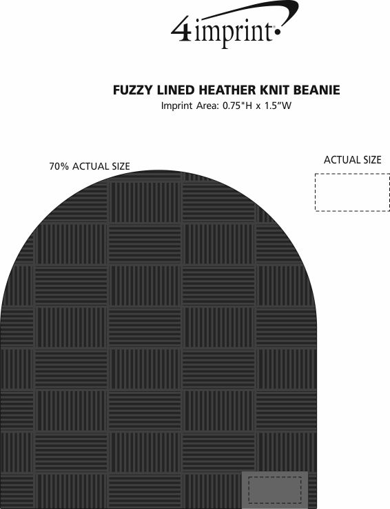 Imprint Area of Fuzzy Lined Heather Knit Beanie