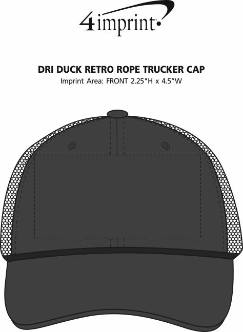 Imprint Area of DRI DUCK Retro Rope Trucker Cap