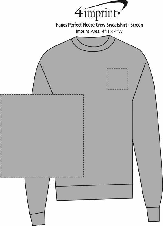 Imprint Area of Hanes Perfect Sweats Crewneck Sweatshirt - Screen