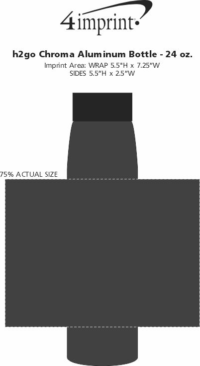 Imprint Area of h2go Chroma Aluminum Bottle - 24 oz.