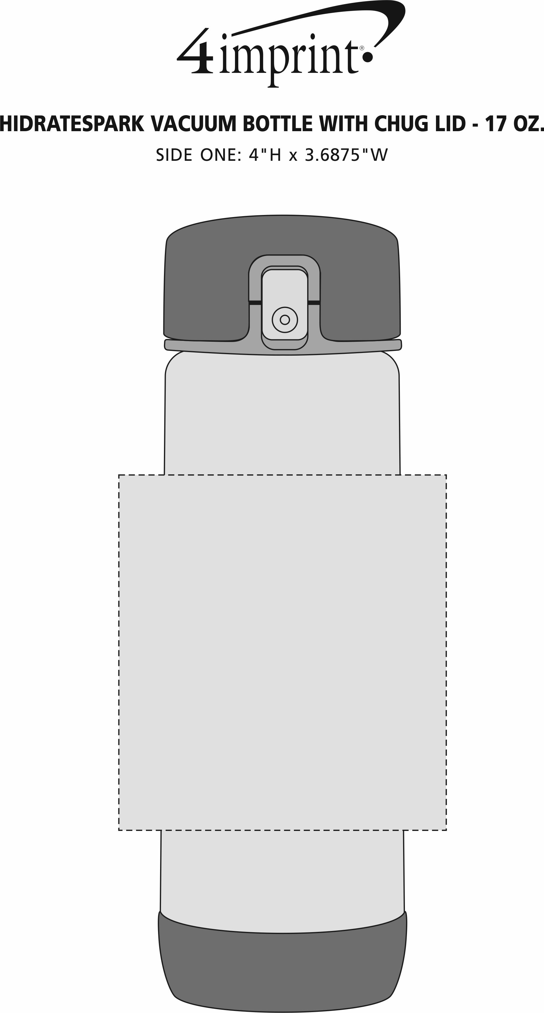 Imprint Area of HidrateSpark Vacuum Bottle with Chug Lid - 17 oz.