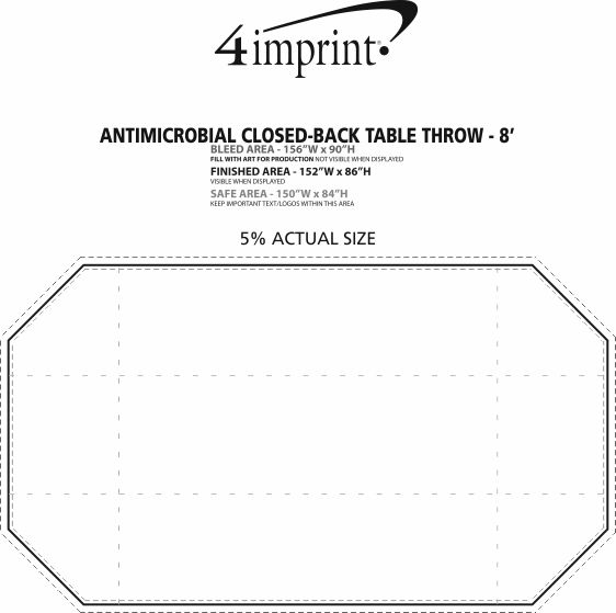 Imprint Area of Hemmed Antimicrobial Closed-Back Table Throw - 8'