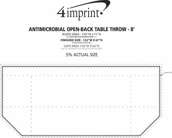 Imprint Area of Hemmed Antimicrobial Open-Back Table Throw - 8'
