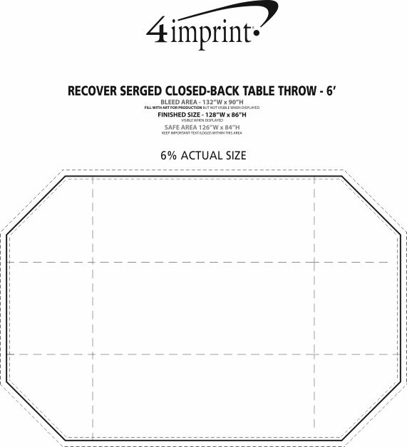 Imprint Area of ReCover Serged Closed-Back Table Throw - 6'