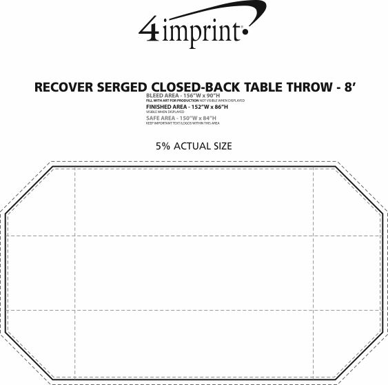 Imprint Area of ReCover Serged Closed-Back Table Throw - 8'