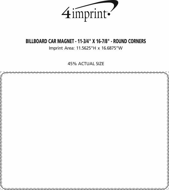 Imprint Area of Billboard Car Magnet - 11-3/4" x 16-7/8" - Round Corners