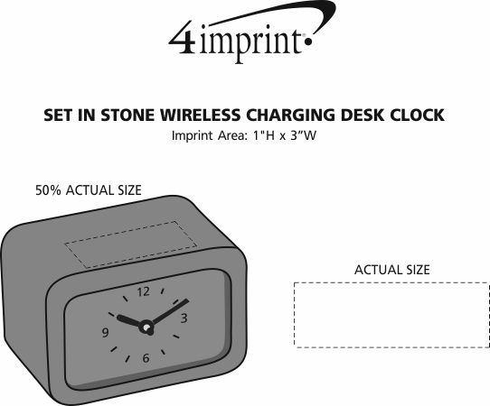 Imprint Area of Set in Stone Wireless Charging Desk Clock
