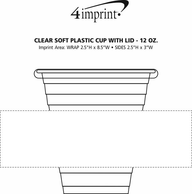 Imprint Area of Clear Soft Plastic Cup with Lid - 12 oz.