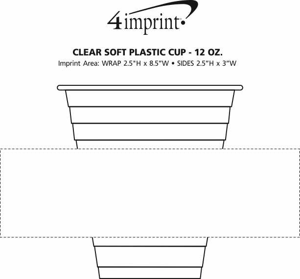 Imprint Area of Clear Soft Plastic Cup - 12 oz.