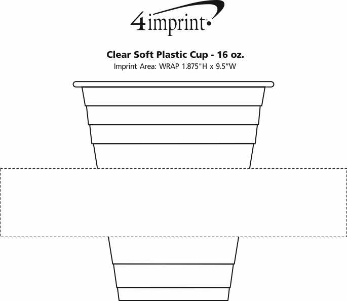 Imprint Area of Clear Soft Plastic Cup - 16 oz.