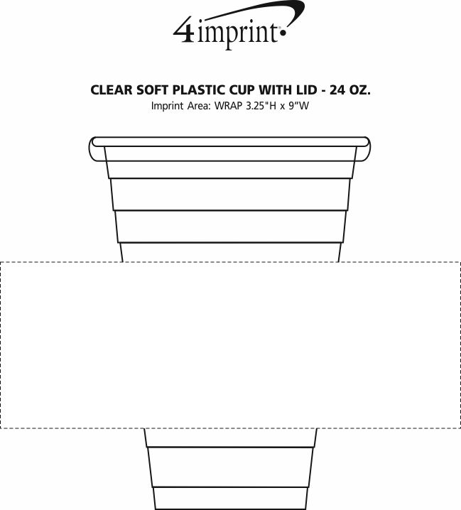 Imprint Area of Clear Soft Plastic Cup with Lid - 24 oz.