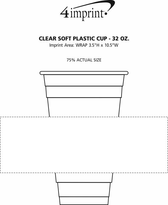 Imprint Area of Clear Soft Plastic Cup - 32 oz.